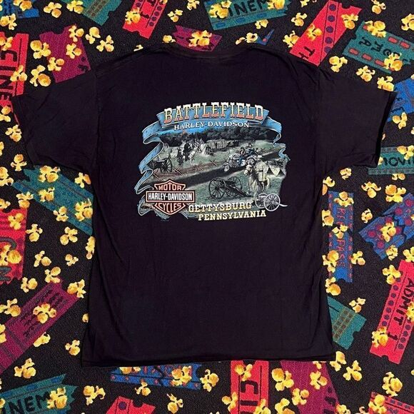 12’ Harley Davidson Phoenix / Gettysburg Front & Back Graphic Tee Shirt / Size L - Picture 2 of 5